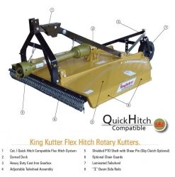 King Kutter 4' Flex Hitch Rotary Kutter with 40 HP Gearbox, Yellow - L-48-40-P-FH - Rotary Mower Parts -King Kutter shop ab82dee94e27777de116963bcbf1dd7395e362e1 king kutter flex hitch 3